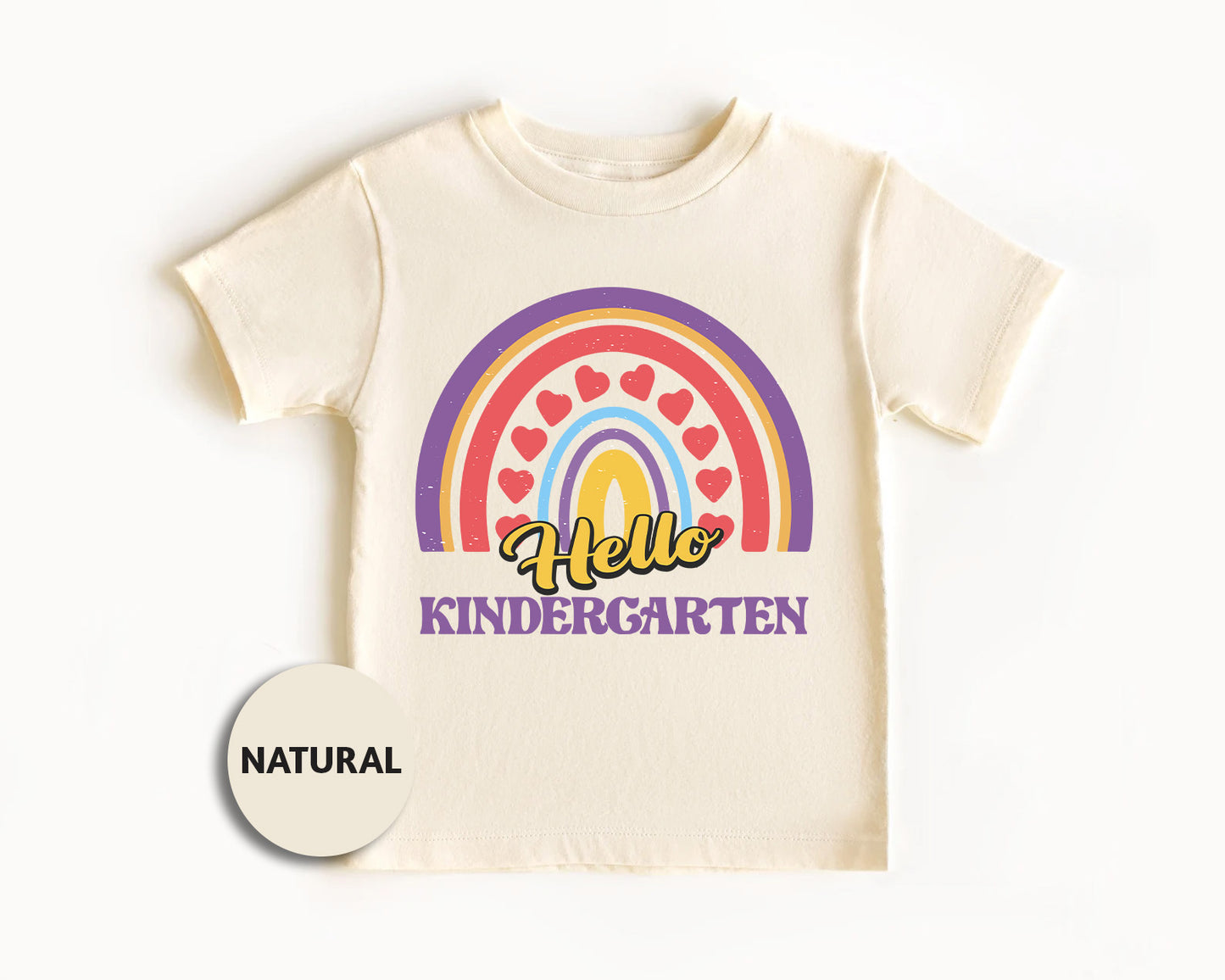 a white t - shirt with the words hello, kindergartsten on it