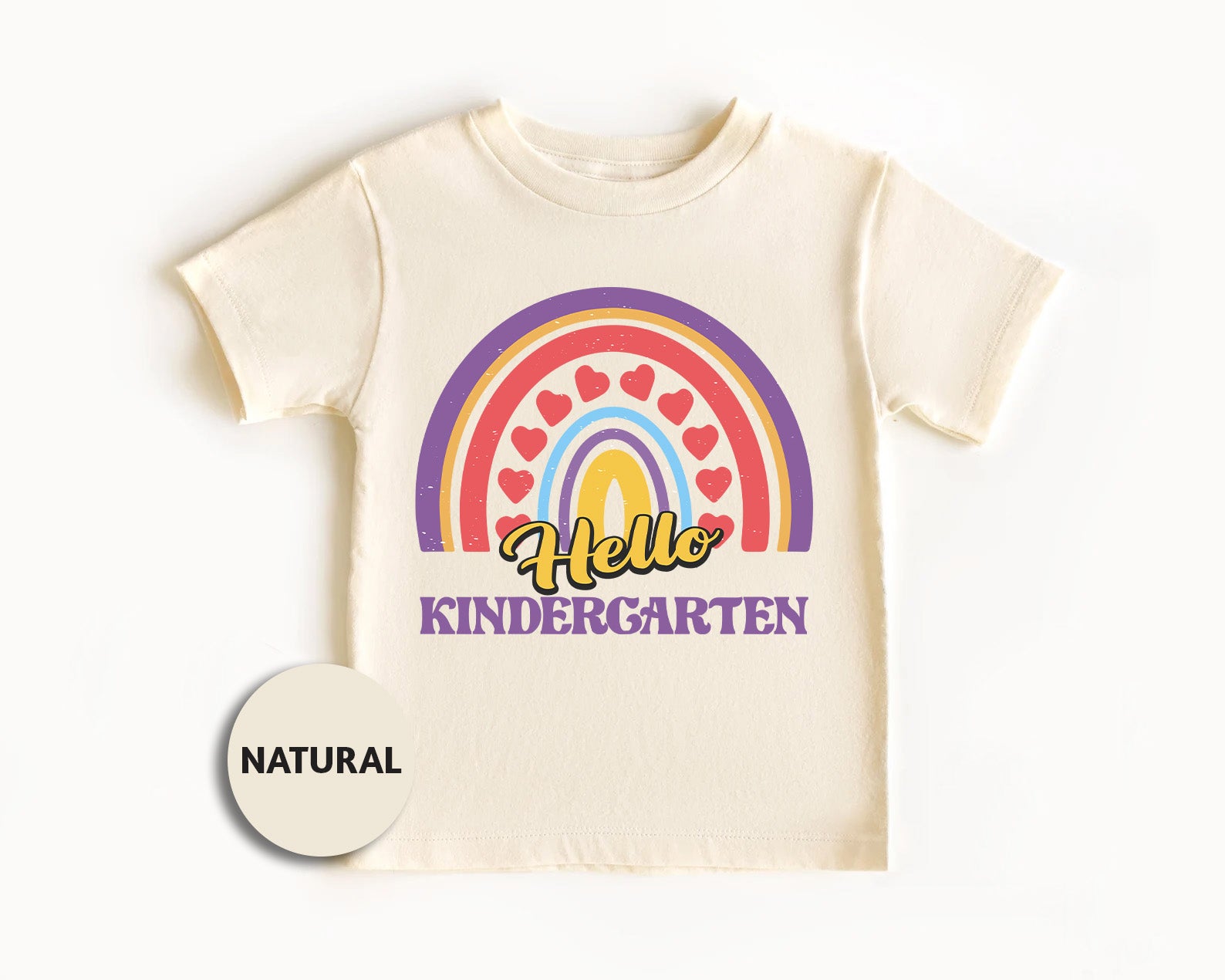 a white t - shirt with the words hello, kindergartsten on it