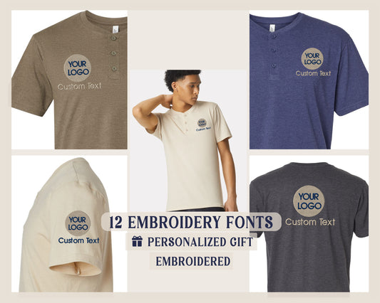 a group of men's polo shirts with the words embroidery font on them