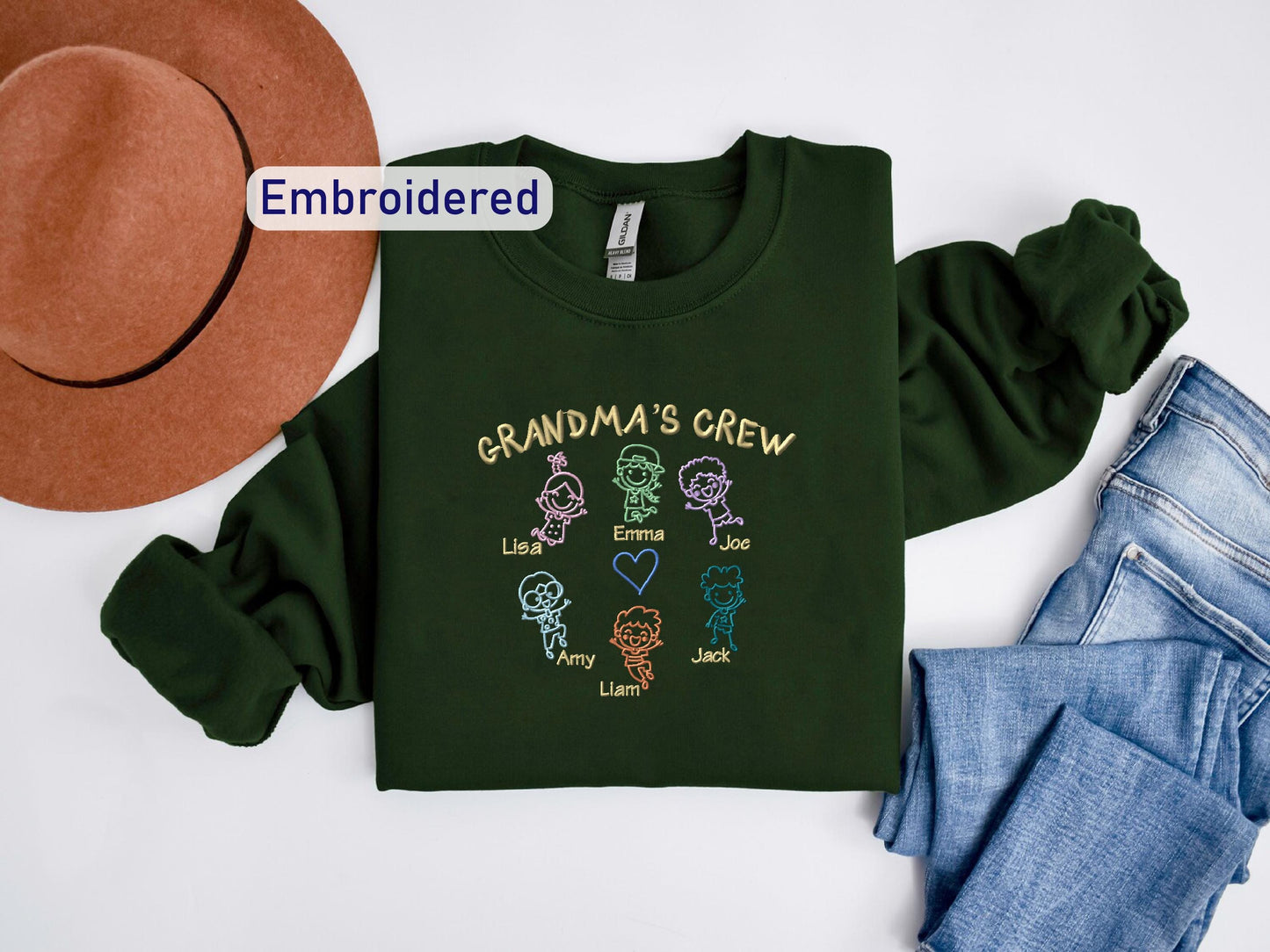 a green shirt with the words grandma's crew on it