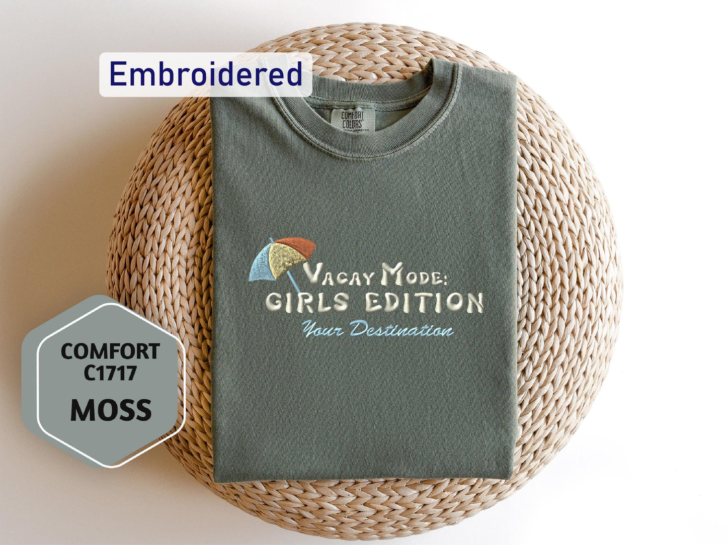 a t - shirt that is on top of a wicker basket