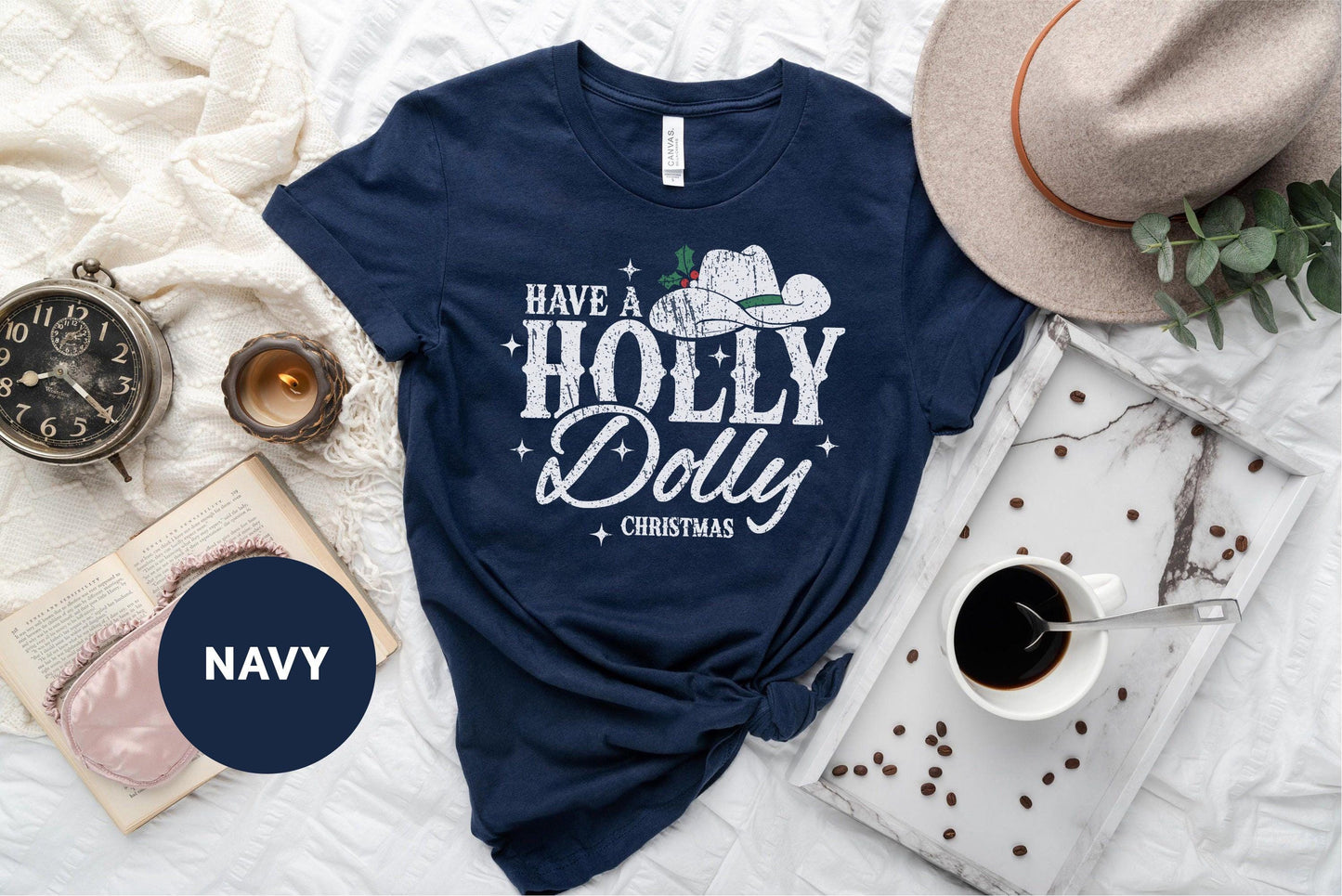 a t - shirt that says have a holly dolly christmas on it