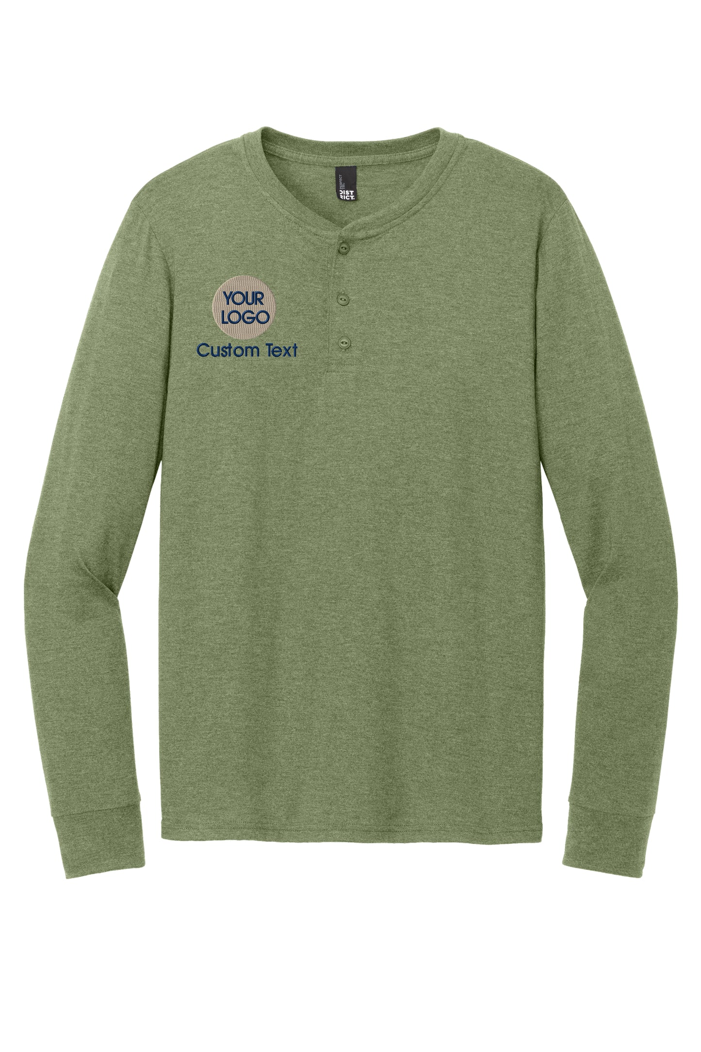 a green long sleeve shirt with the words your logo on it