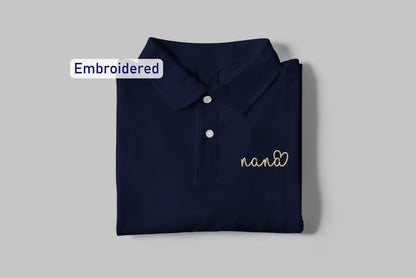 a polo shirt with the name nanna embroidered on it