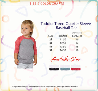 a child's baseball tee shirt with the name toddler three - quarter sleeve