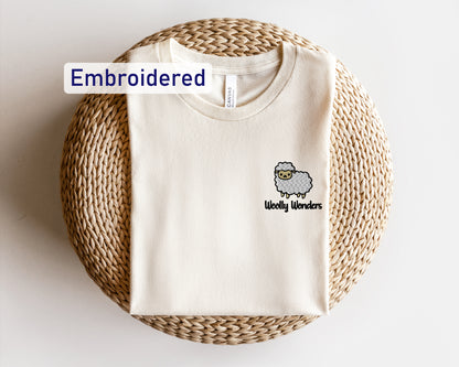 Woolly Wonders Embroidered T-Shirt - Cute Sheep Design for Women