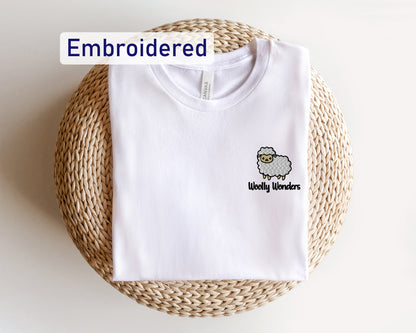 Woolly Wonders Embroidered T-Shirt - Cute Sheep Design for Women