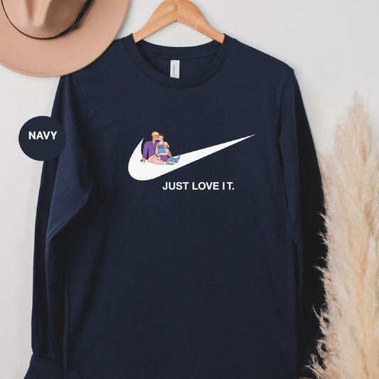 a t - shirt that says just love it with a picture of a man and