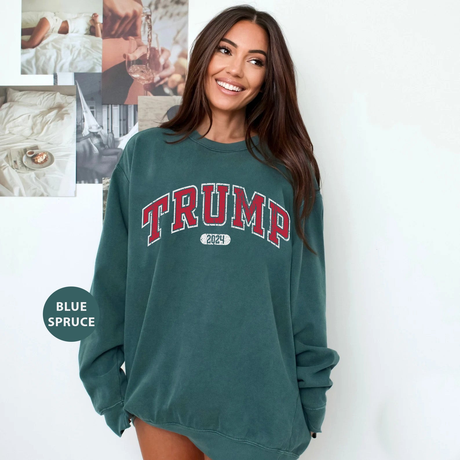 a woman in a green sweatshirt posing for a picture