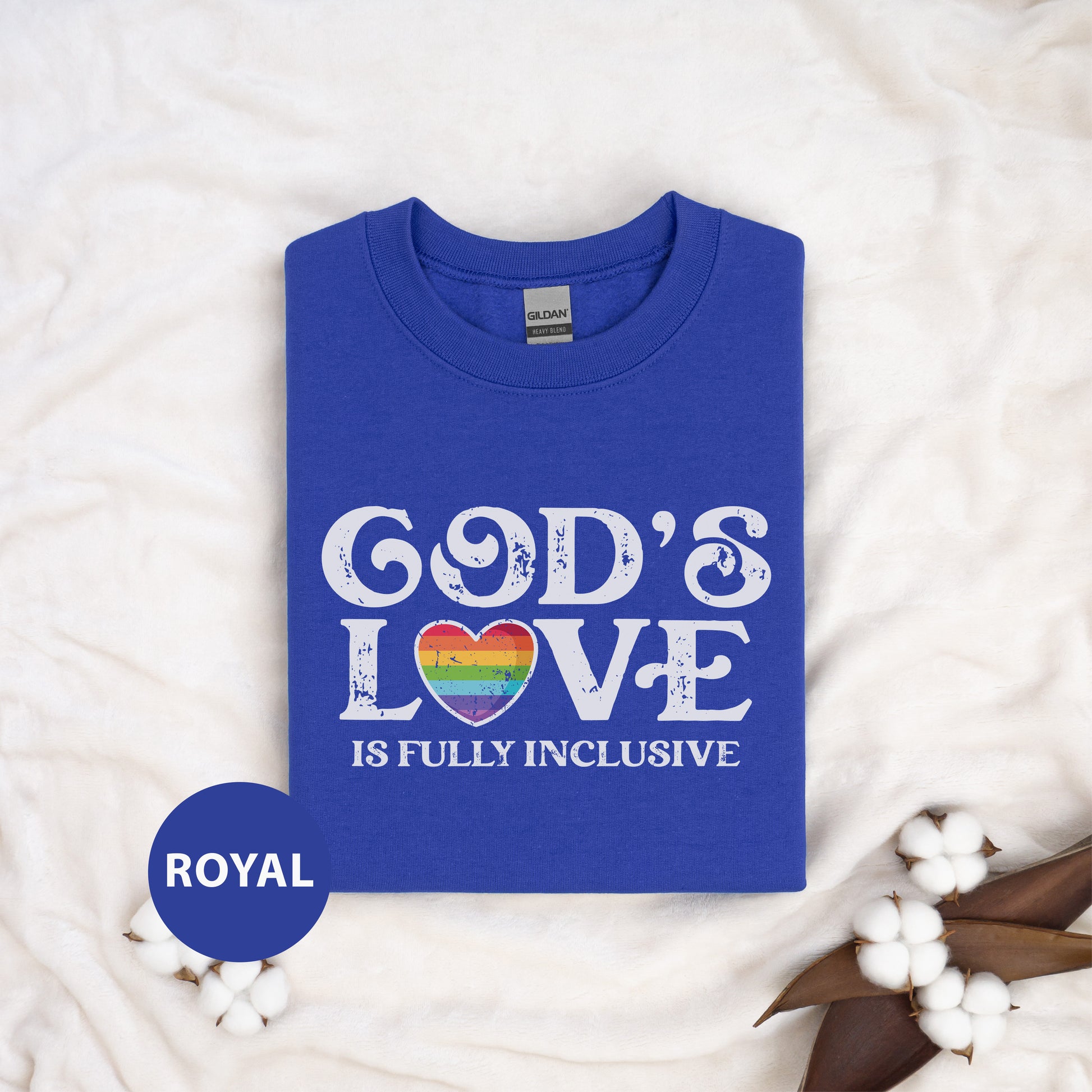 a blue t - shirt that says god's love is fully inclusive