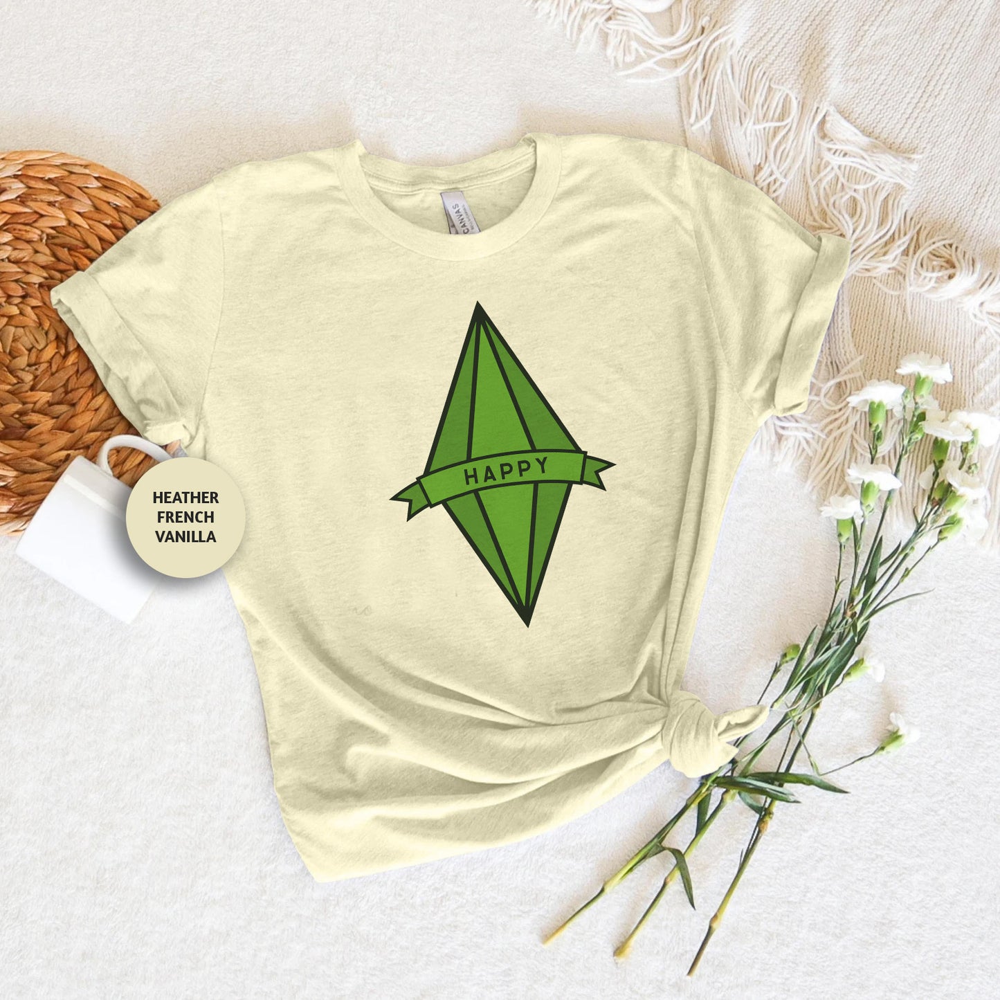 a t - shirt with a green origami paper airplane on it