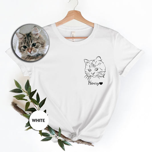 a t - shirt with a picture of a cat and a picture of a cat