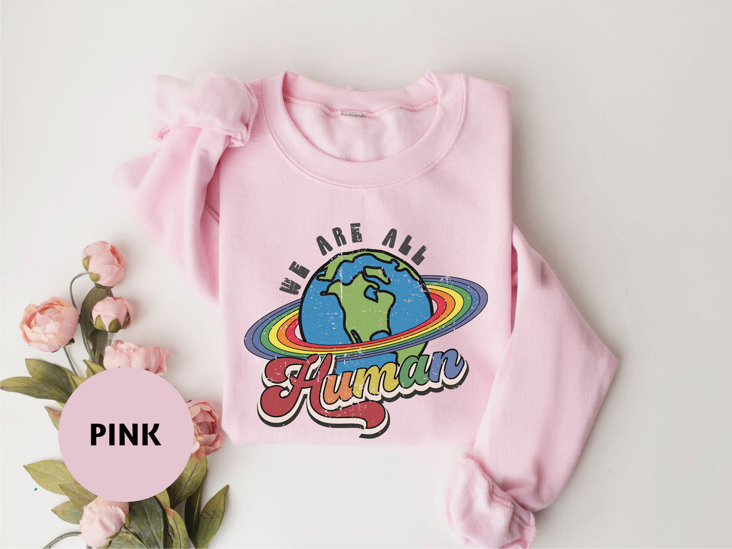 a pink sweatshirt with the words pink are all fun on it