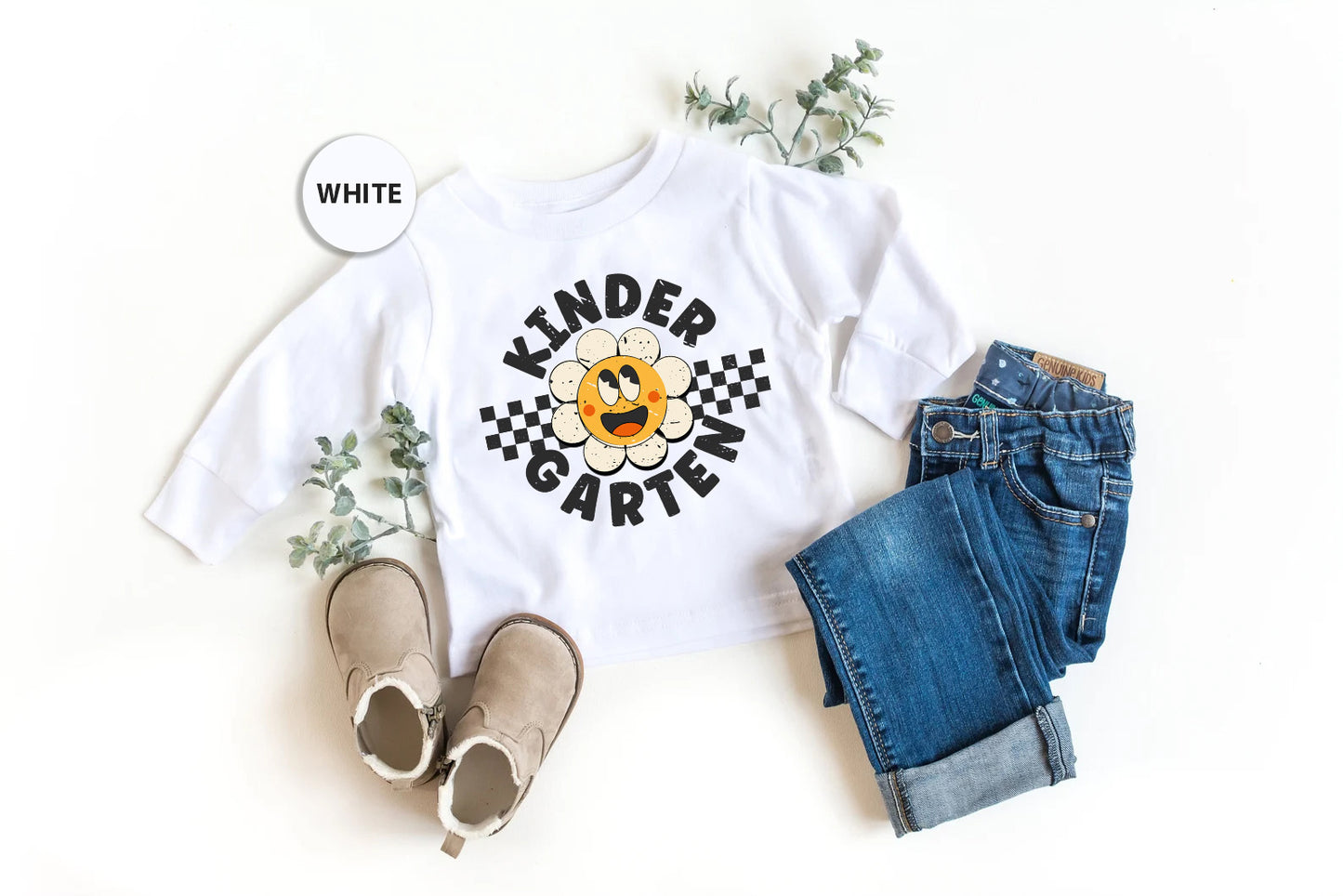 Bella Canvas Long Sleeve for Toddlers - Adorable "KINDERGARTEN" Flower Print - Perfect Back-to-School Gift