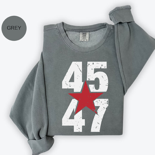 a gray shirt with a red star on it