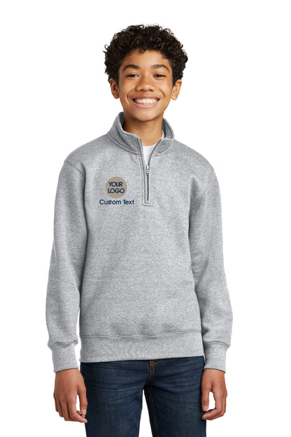 a young boy wearing a grey sweatshirt with the words champion park on it