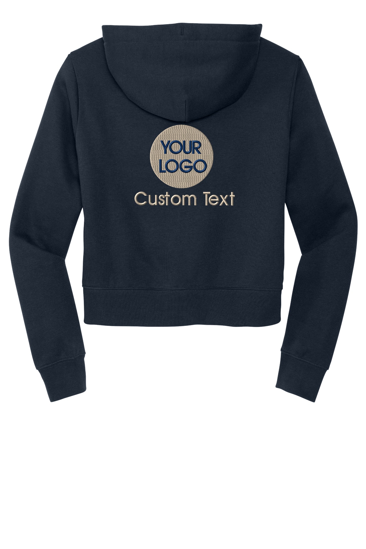 a women's cropped hoodie with a custom text