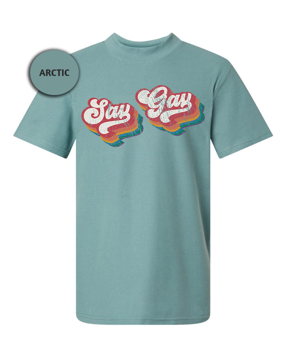 a t - shirt with the words stay gay on it