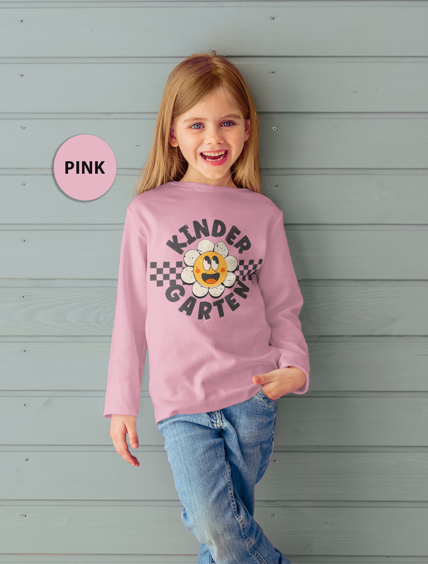 Bella Canvas Long Sleeve for Toddlers - Adorable "KINDERGARTEN" Flower Print - Perfect Back-to-School Gift