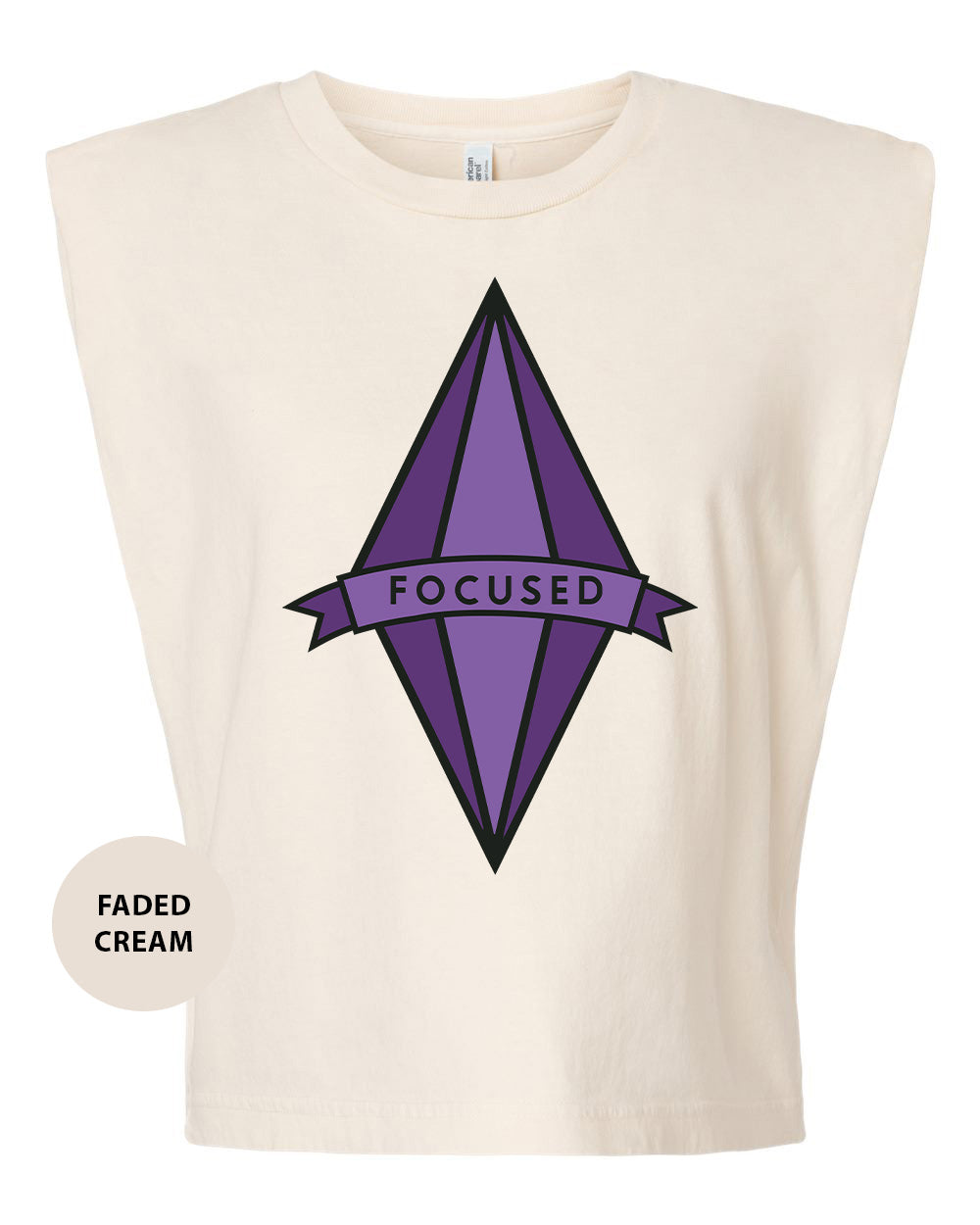 a white t - shirt with a purple diamond on it