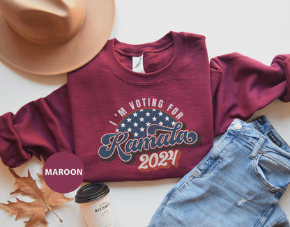 Gildan Unisex Sweatshirt - "I'm Voting for Kamala 2024" - Empower Your Vote- Gift For American elections 2024