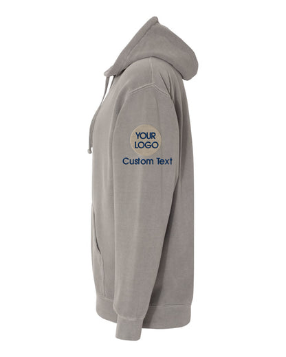 a gray hoodie with the words custom text on it