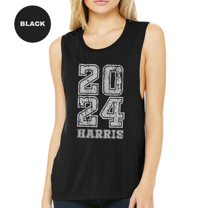 a woman wearing a black tank top with the number twenty forty forty forty forty forty