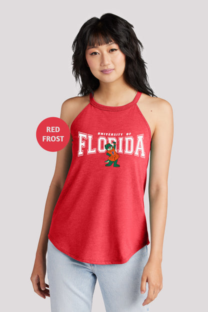 a woman wearing a red florida tank top