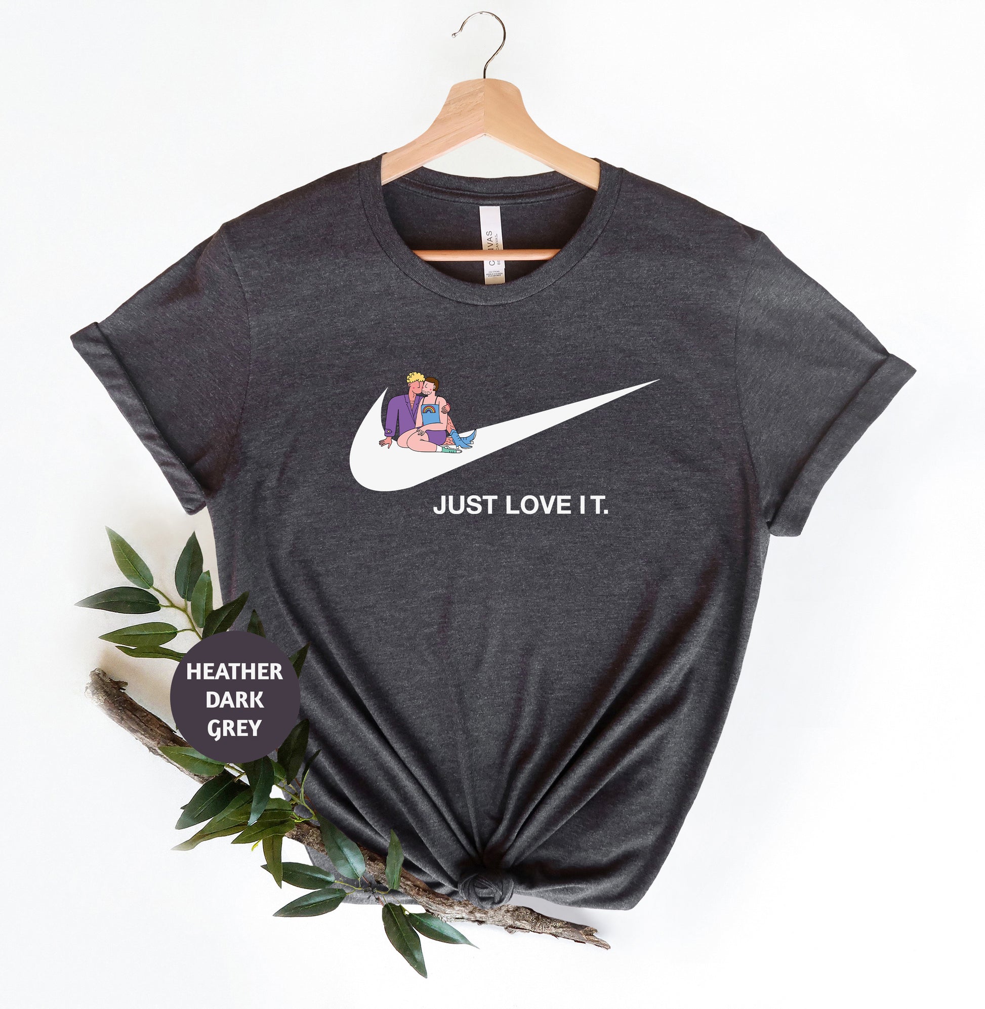 a t - shirt that says just love it on it