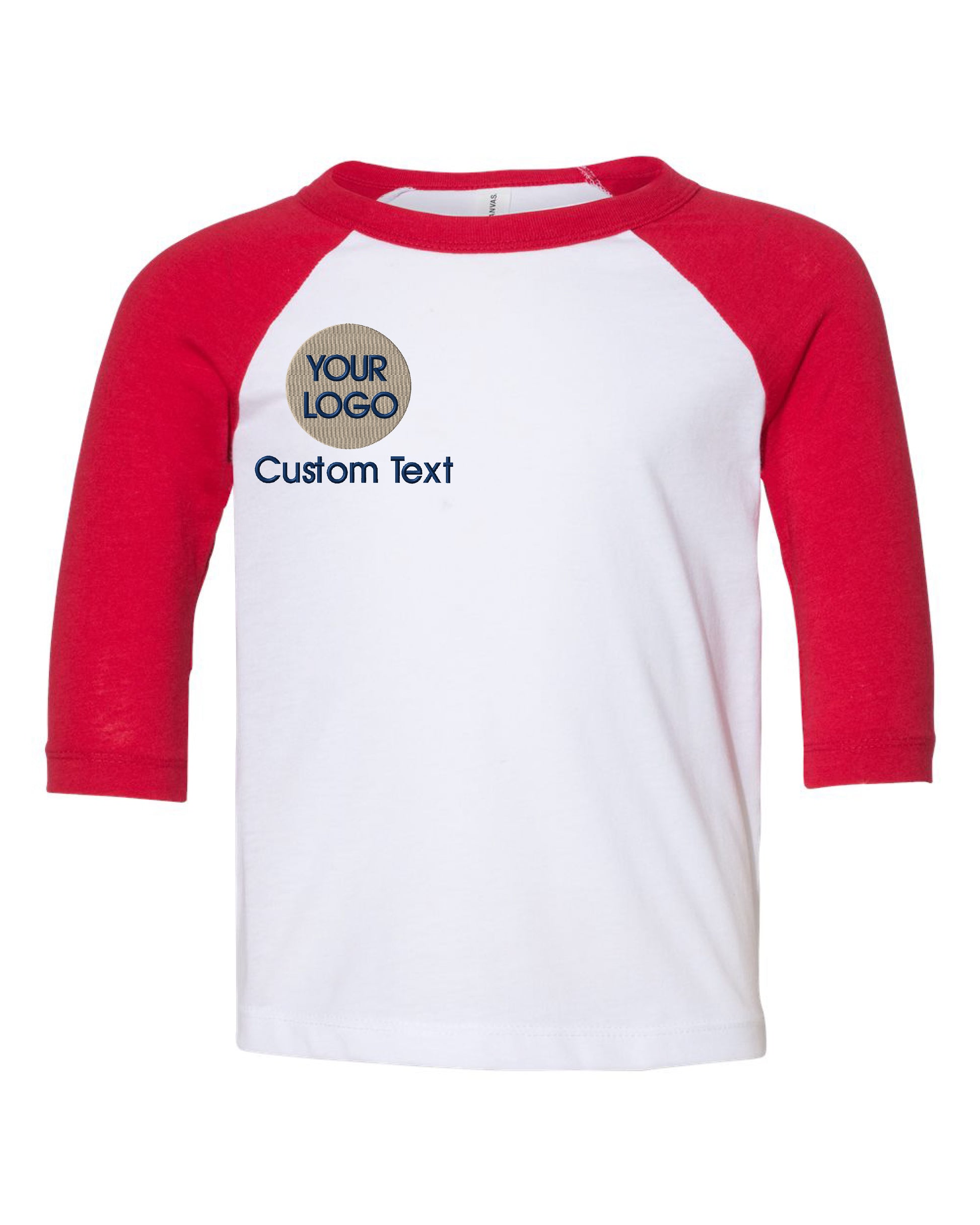 a red and white t - shirt with the words your logo on it