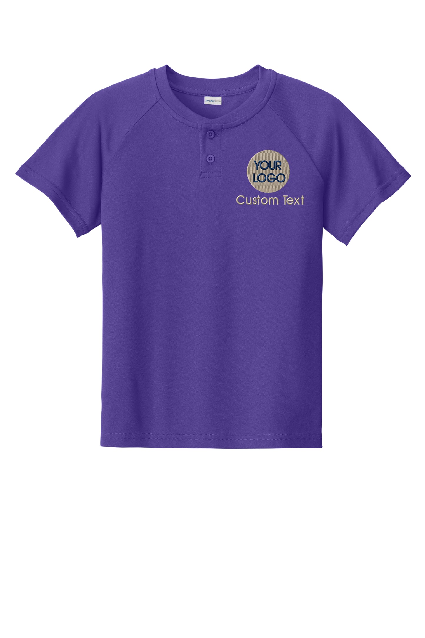 a purple shirt with the words custom text on it