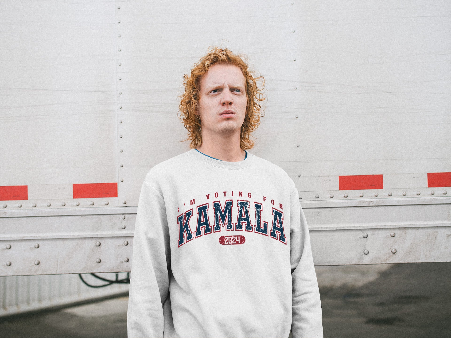 a man standing in front of a white trailer