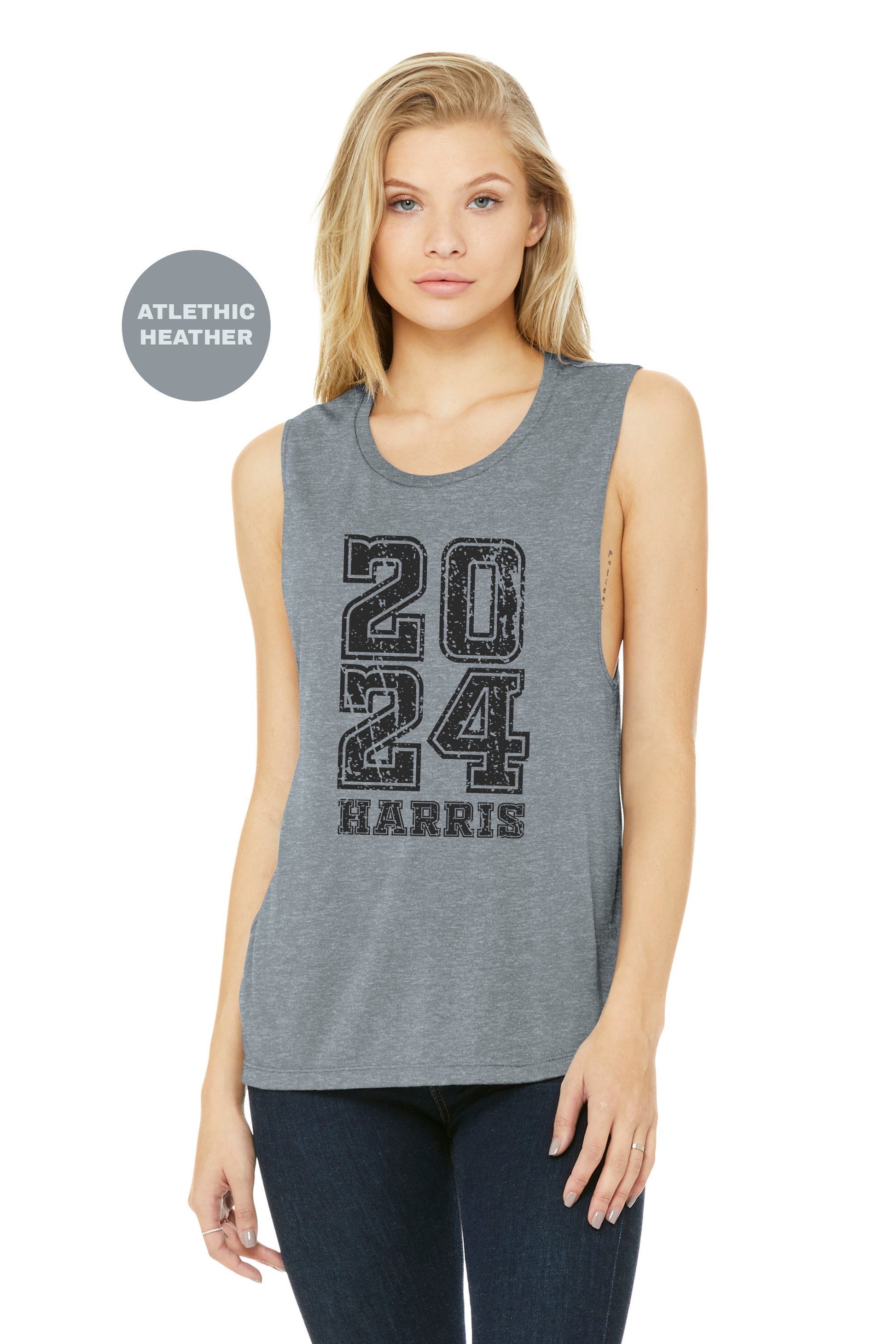 a woman wearing a tank top with the number twenty forty forty forty forty forty forty