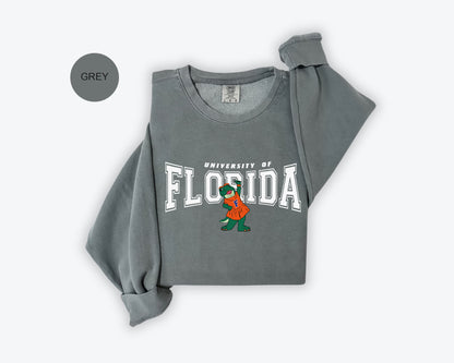 a gray shirt with a florida mascot on it