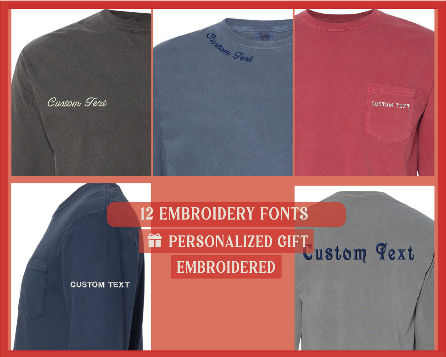 four different styles of personalized t - shirts