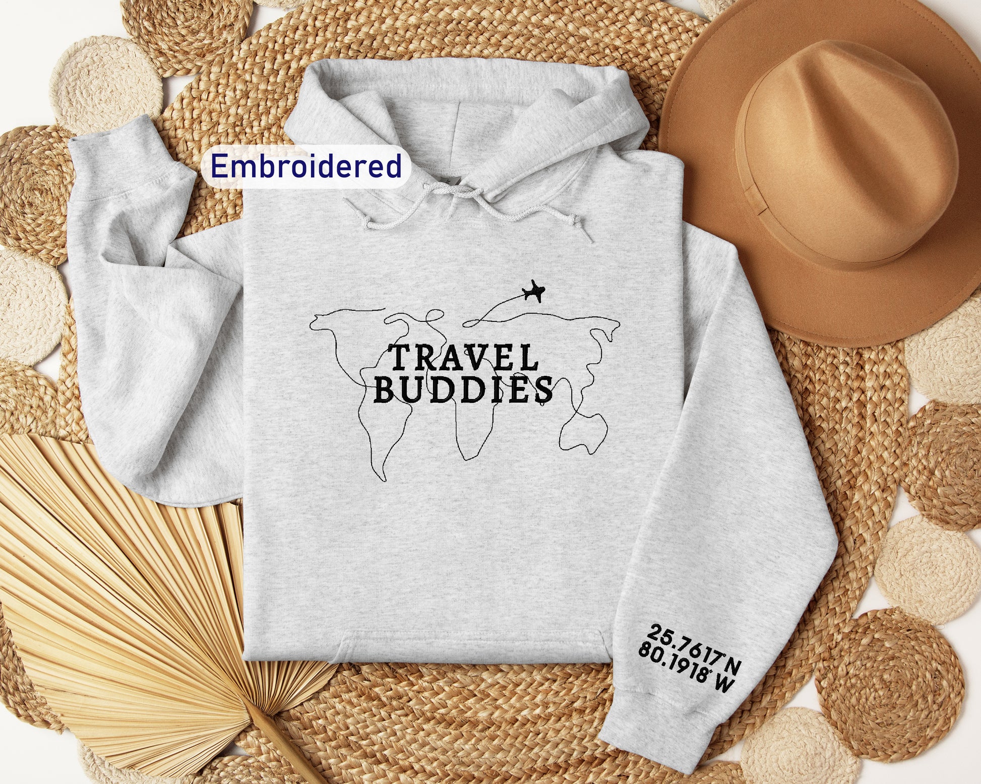 a sweatshirt with the words travel buddies printed on it