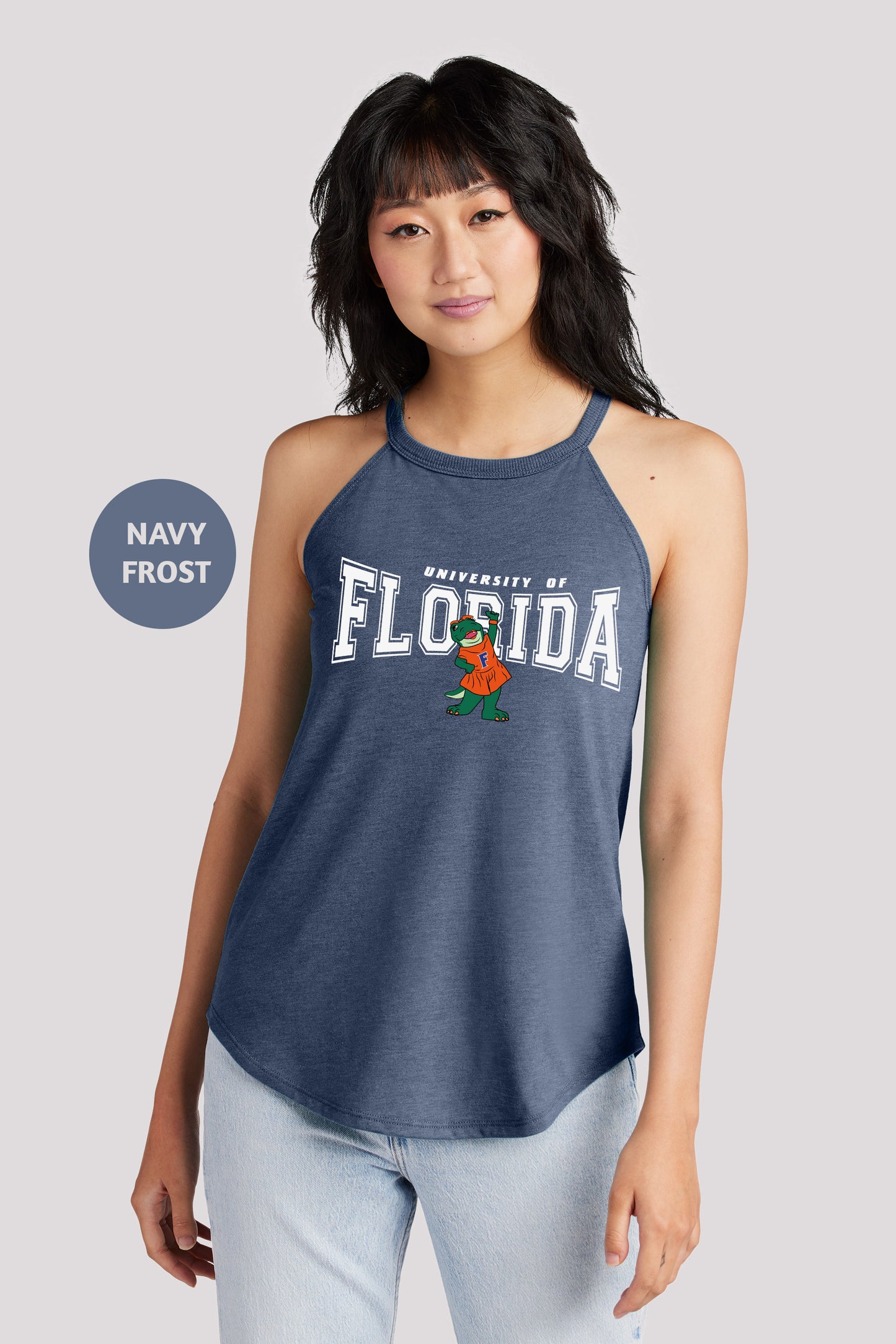 a woman wearing a tank top that says florida