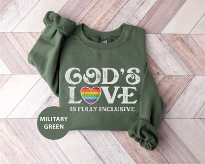 a green sweatshirt with the words god's love on it