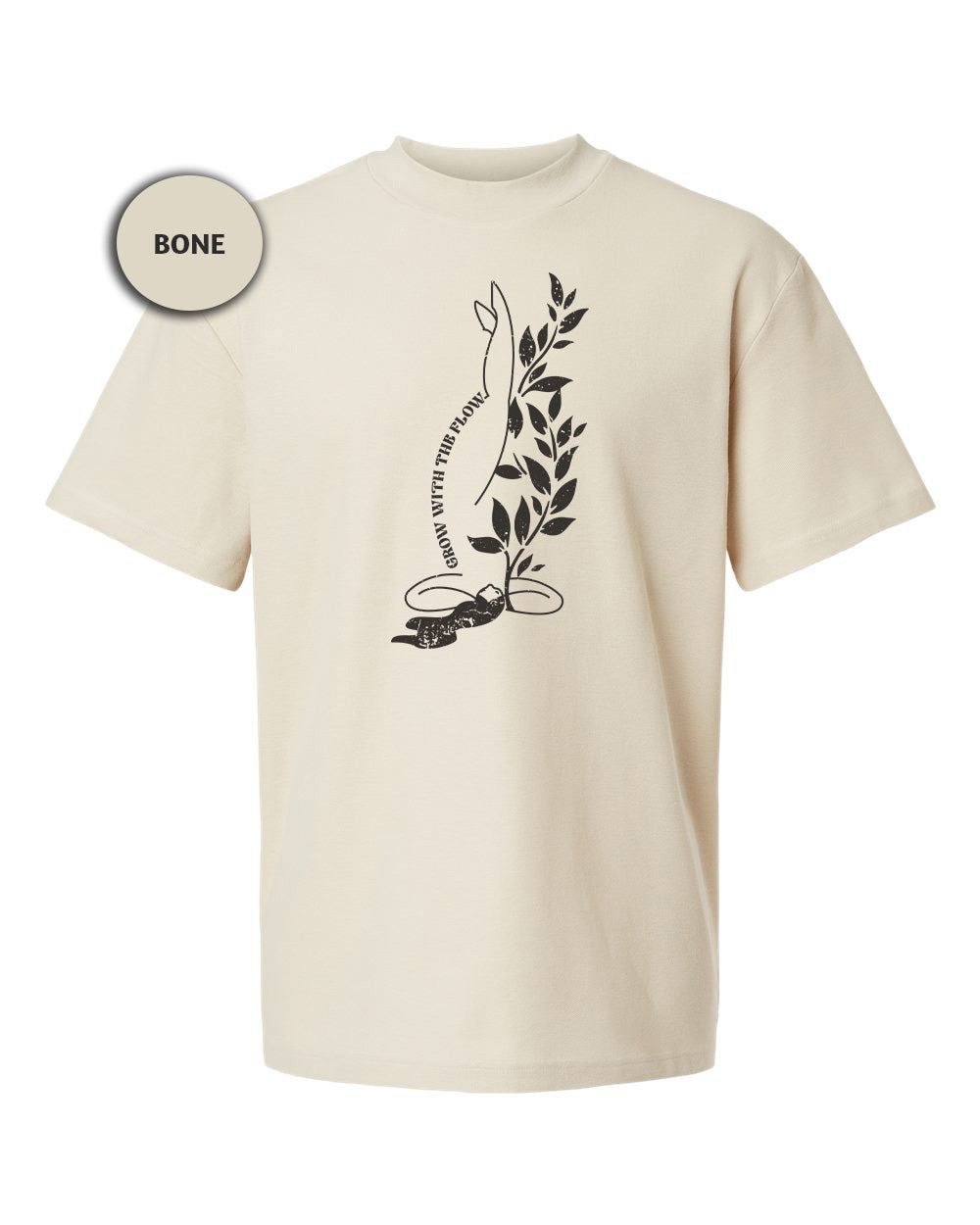 a white t - shirt with a picture of a plant on it