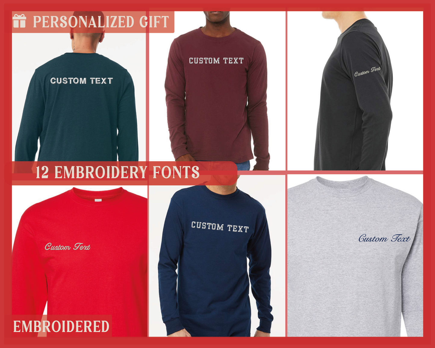 a group of men's personalized long sleeved t - shirts