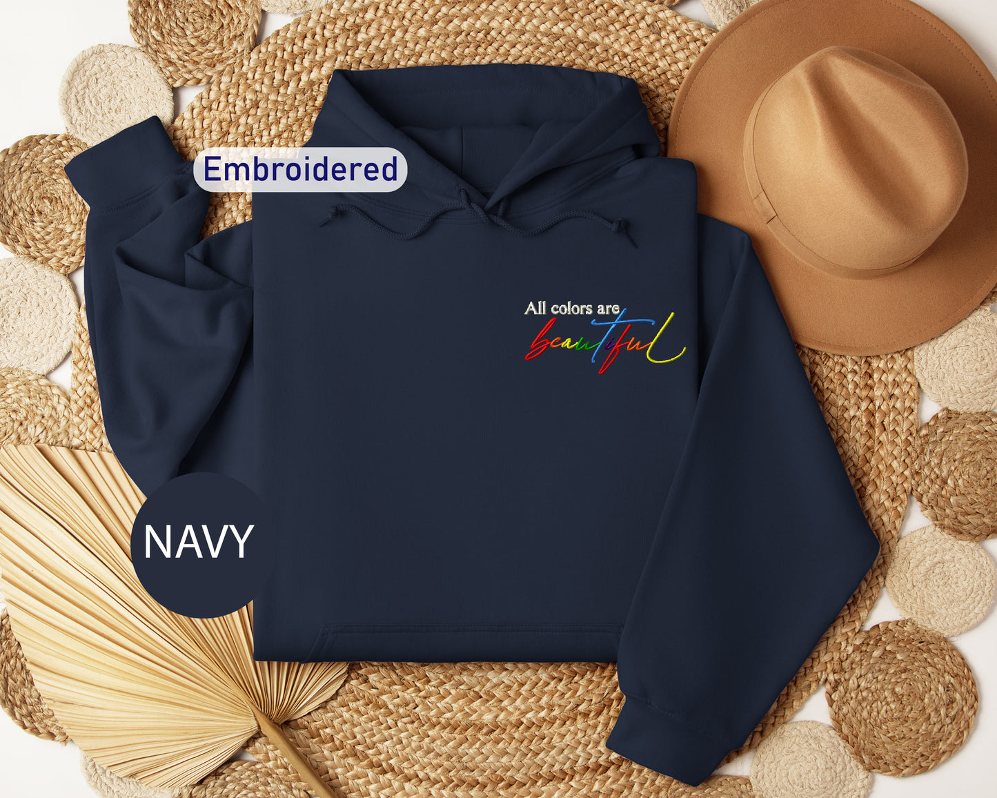 a navy blue hoodie with the words navy embroidered on it