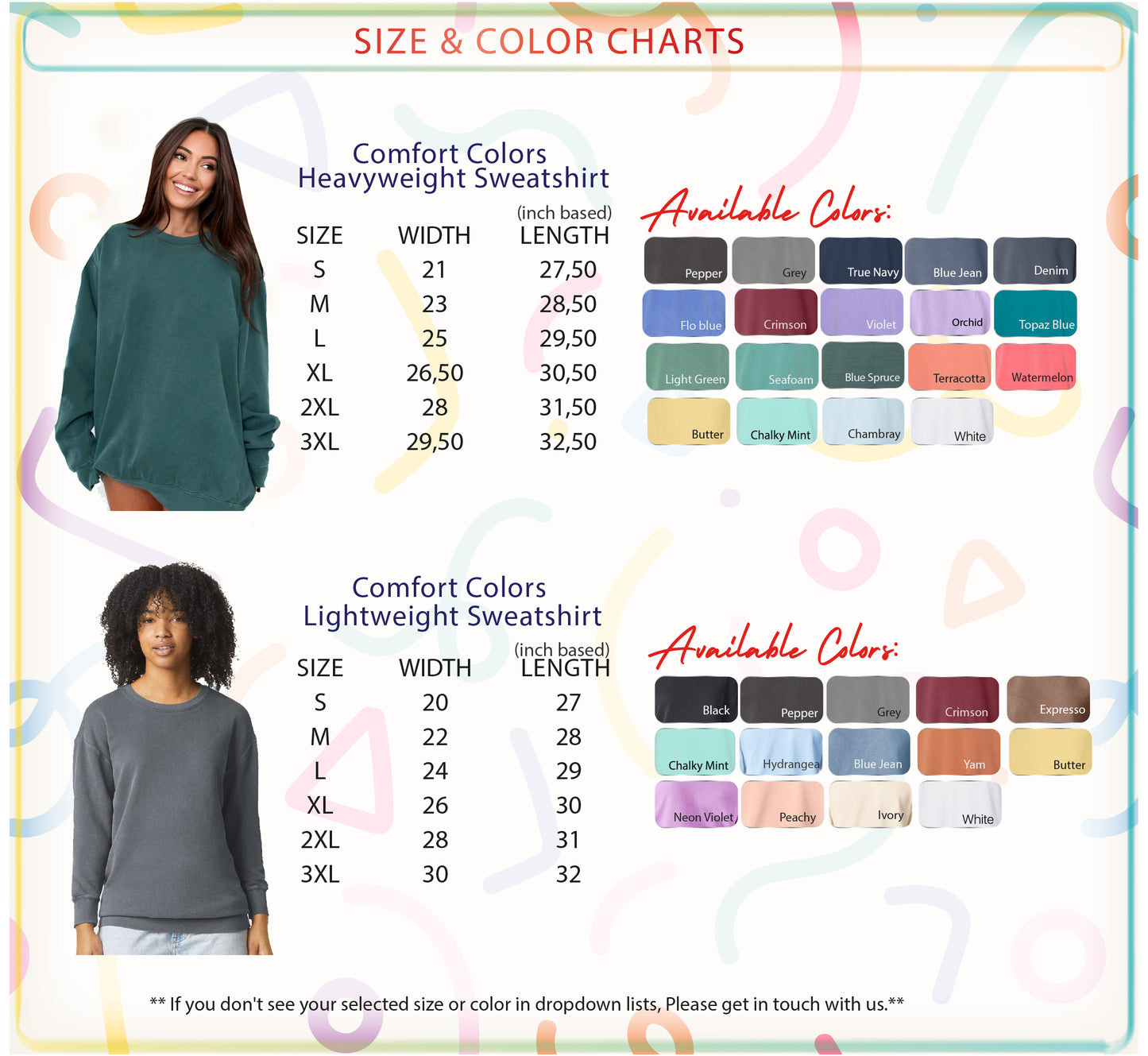 a women's size guide for a sweater