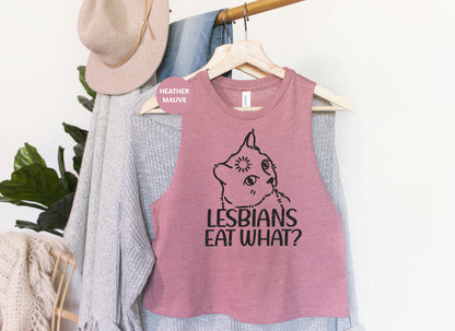 a pink shirt that says lesbians eat what?