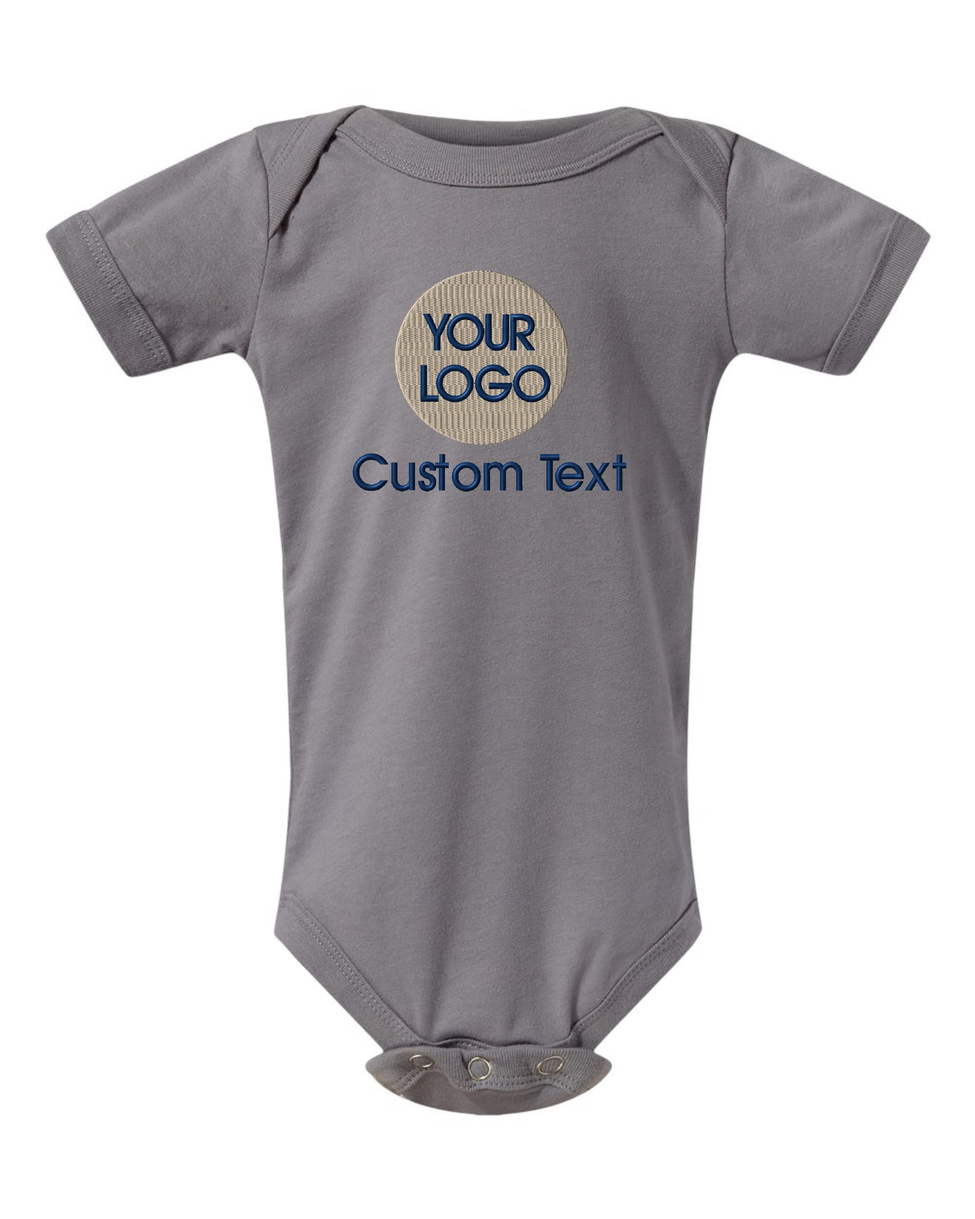 a baby bodysuit with the words your logo on it