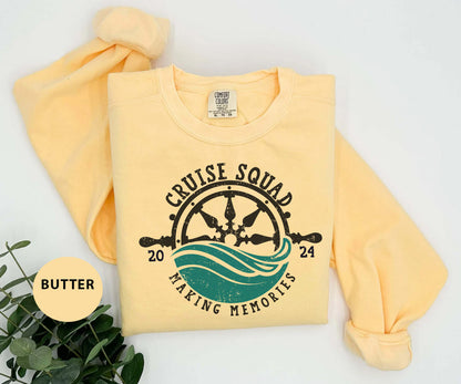 a yellow sweatshirt with the words cruise squad on it