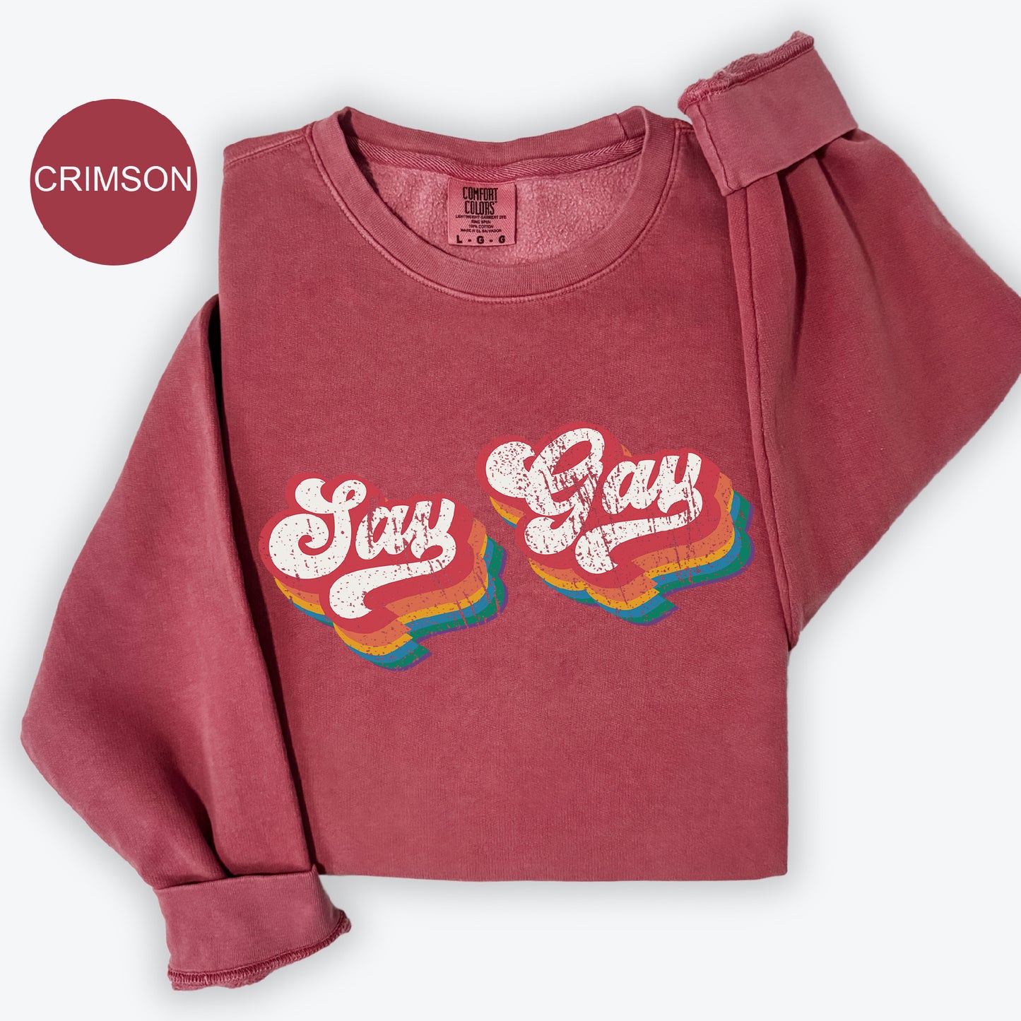 a red shirt with the words stay gay on it