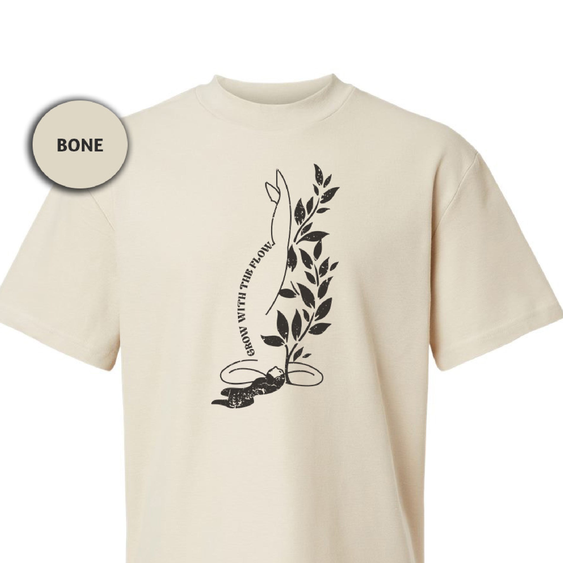 a white t - shirt with an image of a plant on it