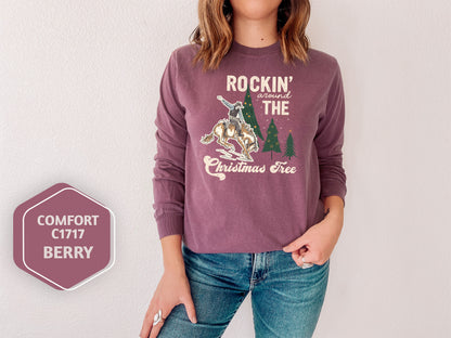 Western Christmas Long Sleeve Tee - Cowboy Holiday Shirt Gift - Vintage Style