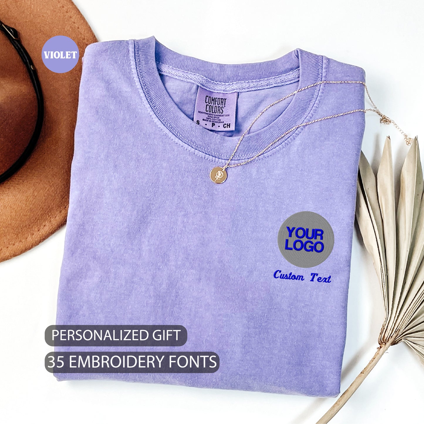 Custom Embroidered Tee, Personalized Business Uniform, Comfort Colors, KingArtDesigner