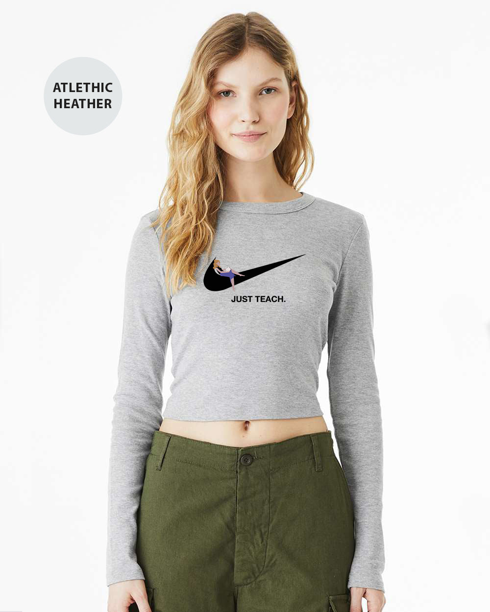 a woman wearing a crop top with a nike logo on it